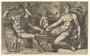 Venus y Vulcano en la fragua, ca. 1555 de Giorgio Ghisi
