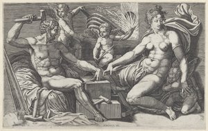 Venus en Vulcanus in de smidse van Vulcanus de Giorgio Ghisi