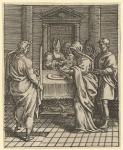 Virgen de los Dolores: La Presentación en el Templo, uno de los nueve compartimentos circundantes..., antes de 1575