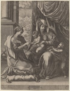 El matrimonio místico de Santa Catalina de Giorgio Ghisi after Francesco Primaticcio
