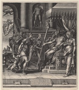 La calumnia de Apeles de Giorgio Ghisi after Luca Penni
