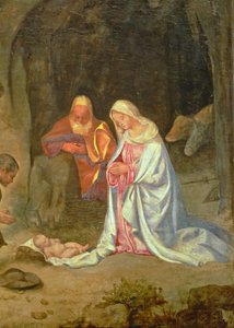 Adoración de los Pastores, detalle de la Sagrada Familia, c.1510 (detalle) de Giorgio Giorgione