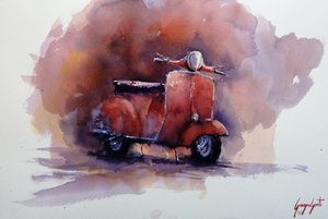 Scooter clásico rojo