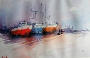 Barcos amarrados de colores