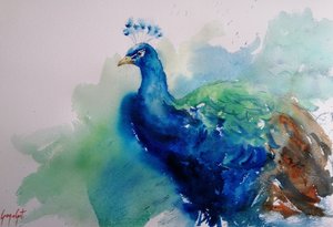 Elegante pavo real azul de Giorgio Gosti