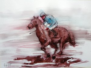 Jinete de carreras de caballos al galope