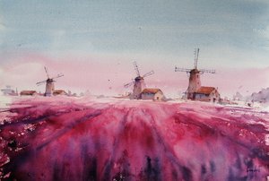 Paisaje con molino de lavanda de Giorgio Gosti