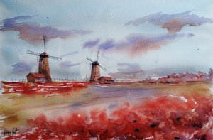 Molinos de viento de amapola roja de Giorgio Gosti