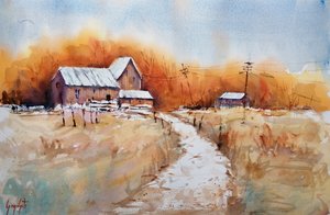 Granero rústico de invierno de Giorgio Gosti