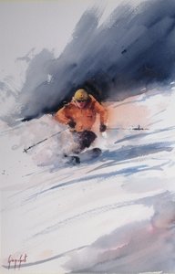Esquiador en nieve polvo
