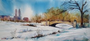 El puente del parque de la ciudad nevada de Giorgio Gosti