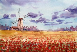 Un campo de amapolas de colores vivos