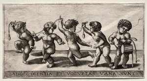 Niños bailando al son de un tambor, mediados del siglo XVI de Giorgio Reverdino