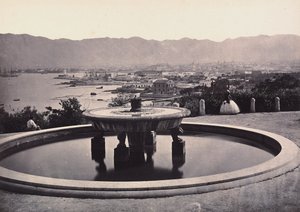 Panorama desde la Villa Belmonte con la fuente. Palermo de Giorgio Sommer
