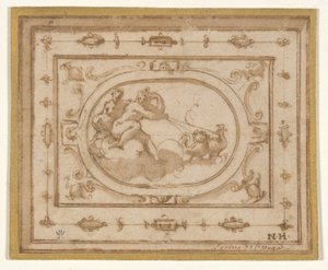 Aurora y Tithonius, estudio para una decoración escénica para una representación de Aretino de Giorgio Vasari