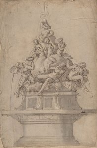 Diseño para una fuente con dioses del río y ninfas de Giorgio Vasari