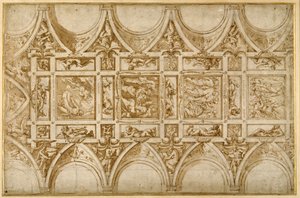 Diseño para el techo del refectorio del Colegio Jesuita en Cortona de Giorgio Vasari