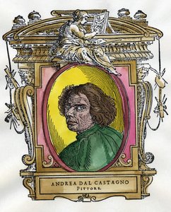 Retrato del pintor Andrea Del Castagno (c. 1410 - 1457). Colección de biografías de pintores y escultores de Giorgio Vasari.