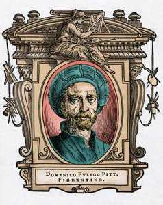 Retrato de Domenico PULIGO [1492-1527] pintor italiano. Grabado del tratado “Vidas de los más excelentes pintores, escultores y arquitectos” (Le Vite de