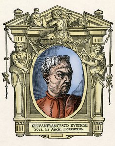 Retrato de Giovan Francesco RUSTICI (1474 - 1554) escultor y arquitecto italiano. Grabado del tratado “Vidas de los más excelentes pintores, escultores y arquitectos” (Le Vite de