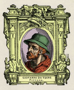 Retrato de Giovanni da Udine (Giovanni Nanni) (1487-1564). Pintor y arquitecto italiano. Grabado del tratado "Vidas de los más excelentes pintores, escultores y arquitectos" (Le Vite de