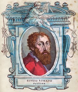 Retrato de Jules Romain, xilografía de "Vidas" de Giorgio Vasari 1568