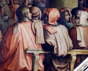 Oración de Antonio Giacomini por la batalla de Pisa de Giorgio Vasari