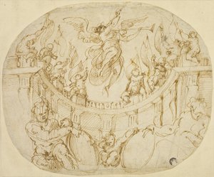 Estudio para alegoría de dos Quartieri de Florencia de Giorgio Vasari