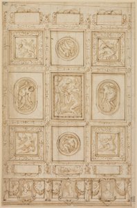 Estudio para una Decoración de Techo, con Rebeca y Eliezer en el Pozo (recto); Estudio para una Decoración de Techo (verso) de Giorgio Vasari