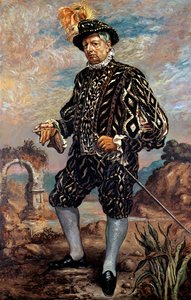 Autorretrato con traje negro del siglo XVII de Giorgio de Chirico