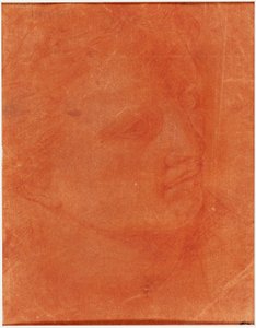 Cabeza en perfil de tres cuartos (recto); Joven de pie señalando a la izquierda y bocetos de pies, brazo (verso)