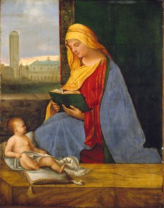 La Virgen y el Niño con una Vista de Venecia, principios del siglo XVI de Giorgione