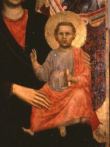 Niño Jesús de la Madonna y el Niño en el Trono de Giotto di Bondone