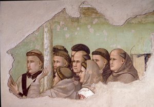 Episodio de la vida de San Francisco de Asís: San Francisco aparece a Fra Agostino y a un obispo (detalle) de Giotto di Bondone