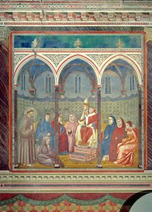 San Francisco predicando un sermón al Papa Honorio III, 1297-99 de Giotto di Bondone