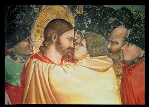 La traición de Cristo, (detalle) del beso, c.1305 de Giotto di Bondone
