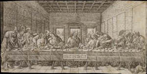 La última cena, con un spaniel de Giovan Pietro Birago