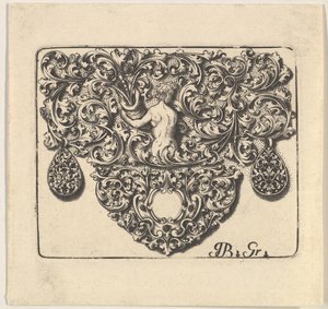 Ornamento de Orfebre con un Joven Sosteniendo una Cornucopia de Giovani Battista Grondoni