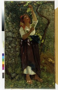 La poda de las viñas cuadro de Giovanni Costa (1833-1902) Mención obligatoria: Colección Fondation Regards de Provence, Marsella