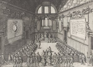 Audiencia dada por el Papa Pío V a Cosme I, Duque de Toscana, 1575-99 de Giovanni Ambrogio Brambilla