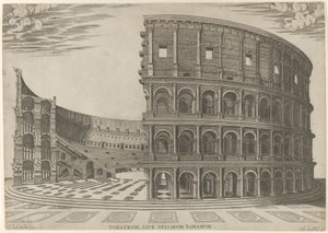 Sección y elevación del Coliseo en Roma de Giovanni Ambrogio Brambilla