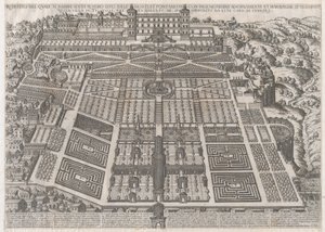 Speculum Romanae Magnificentiae: Palacio y jardines de Tívoli, 1581 de Giovanni Ambrogio Brambilla.