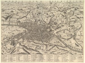 Speculum Romanae Magnificentiae: Vista de la Roma Moderna desde el Oeste, 1590 de Giovanni Ambrogio Brambilla