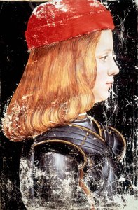 Retrato de Maximiliano Sforza (1490 - 1530). Miniatura de Giovanni Ambrogio De Predis (v. 1455 - 1508). de Giovanni Ambrogio de Predis