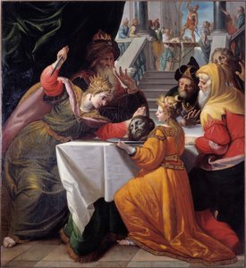 Salomé con la cabeza de San Juan Bautista en un plato de plata de Giovanni Andrea Ansaldo