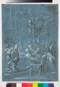 La invención de la Santa Cruz, dibujo de Giovanni Andrea Ansaldo