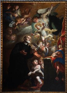 Aparición del Niño a San Filippo Neri. 1687 (óleo sobre lienzo) de Giovanni Andrea Carlone