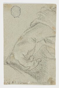 Dibujo, Estudio: Una mano izquierda en posición inclinada, hacia 1650 de Giovanni Andrea Sirani
