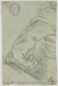 Dibujo, Estudio: Una mano izquierda en posición inclinada, hacia 1650 de Giovanni Andrea Sirani
