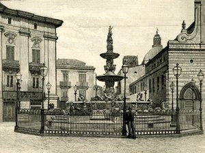 Fuente de Orión, obra de Giovanni Angelo Montorsoli (hacia 1506-1563), Piazza Duomo, Mesina, Sicilia, Italia. de Giovanni Angelo Montorsoli